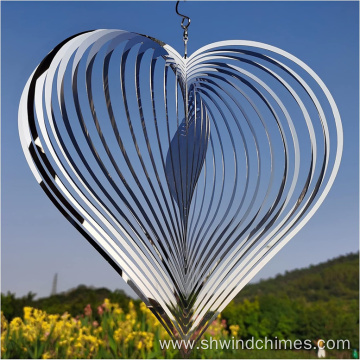 Silver Heart Wind Spinners for Outdoor Decor